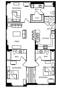 3 bedroom 3 bathroom-C2 Private floor plan